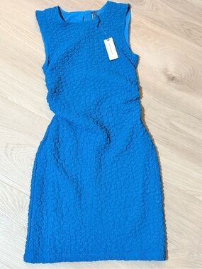Anthropologie Electric Blue Textured Mini Sheath Dress